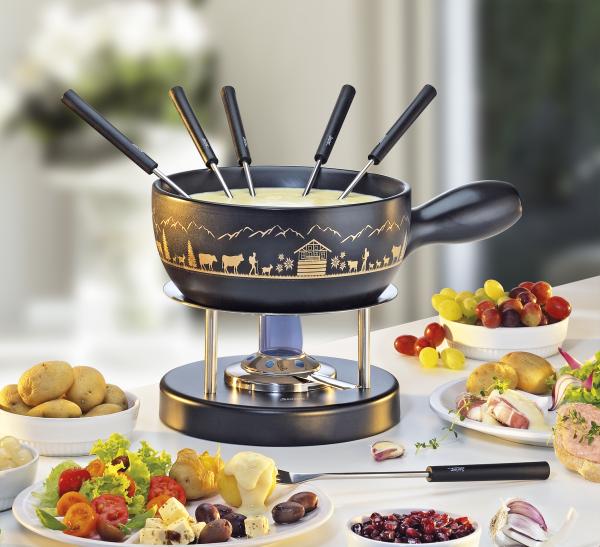 Spring Käsefondue-Garnitur MONTANA schwarz/gold 22 cm